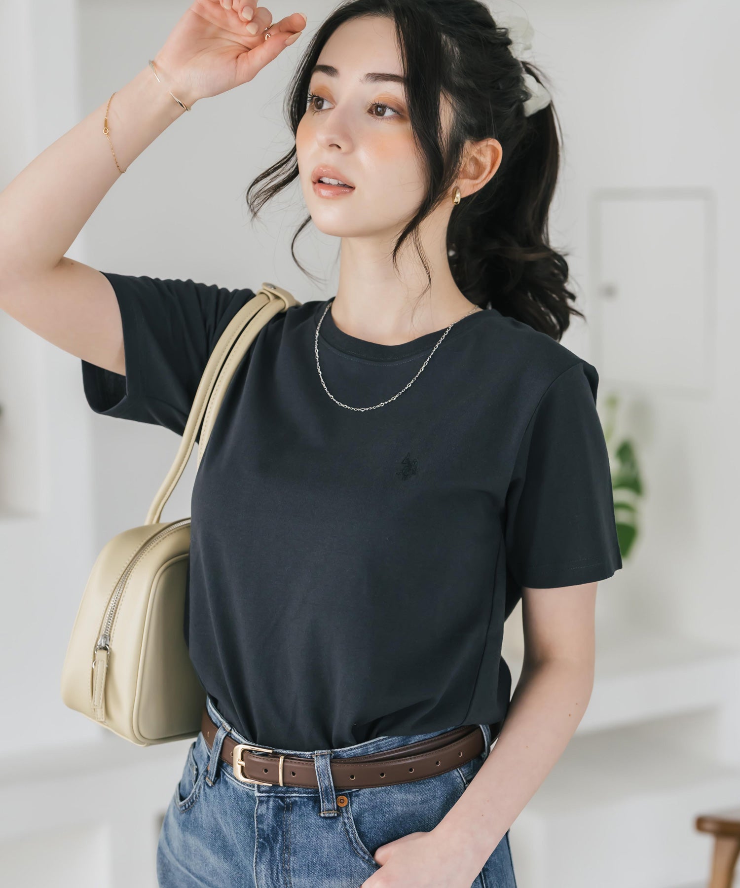 U.S. POLO ASSN. W's 別注コラボワンポイントロゴ刺繍半袖Tシャツ 15442