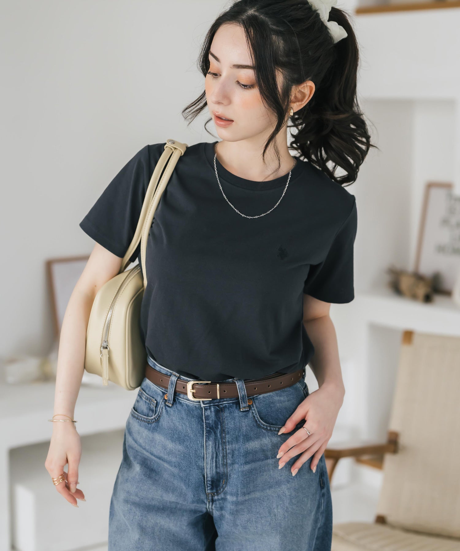 U.S. POLO ASSN. W's 別注コラボワンポイントロゴ刺繍半袖Tシャツ 15442