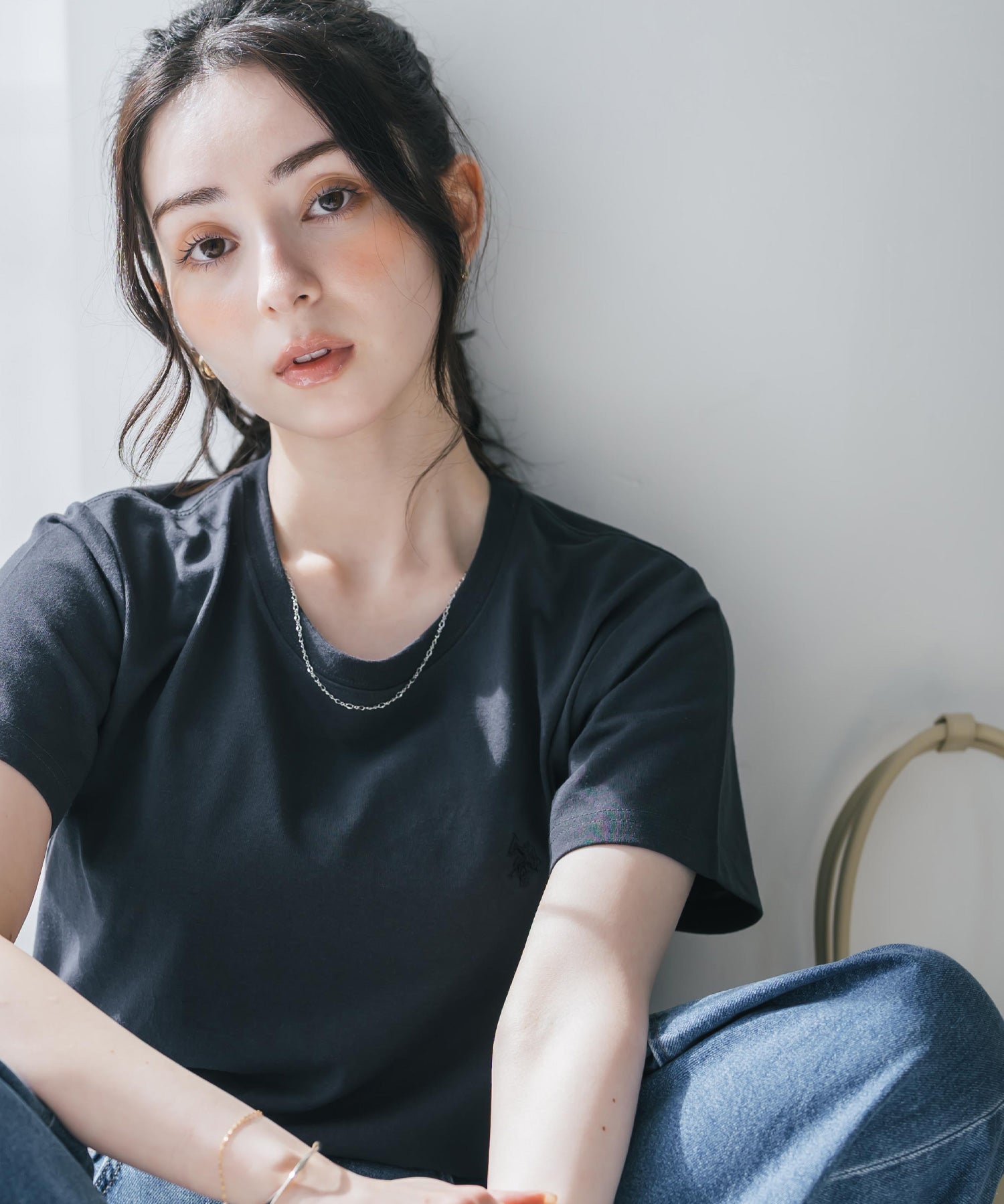 U.S. POLO ASSN. W's 別注コラボワンポイントロゴ刺繍半袖Tシャツ 15442