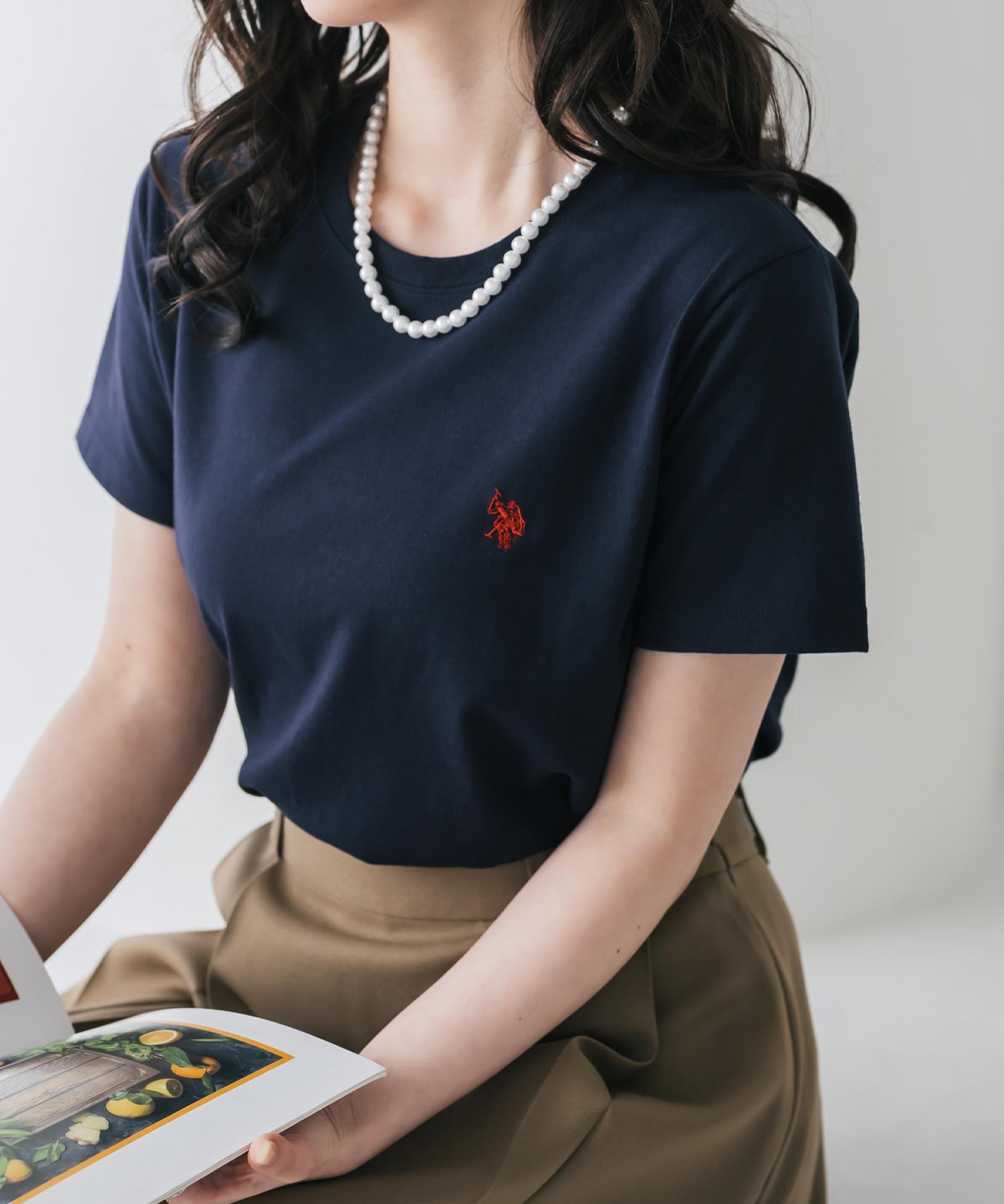 U.S. POLO ASSN. W's 別注コラボワンポイントロゴ刺繍半袖Tシャツ 15442