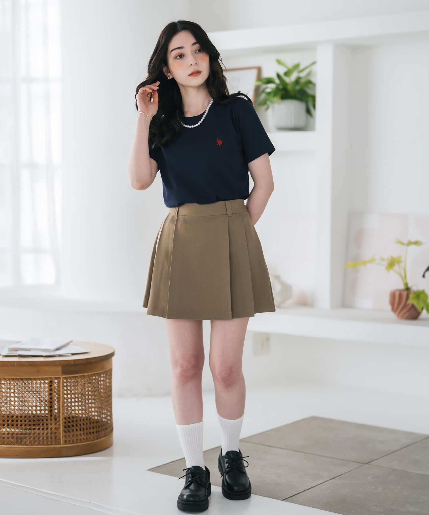 U.S. POLO ASSN. W's 別注コラボワンポイントロゴ刺繍半袖Tシャツ 15442