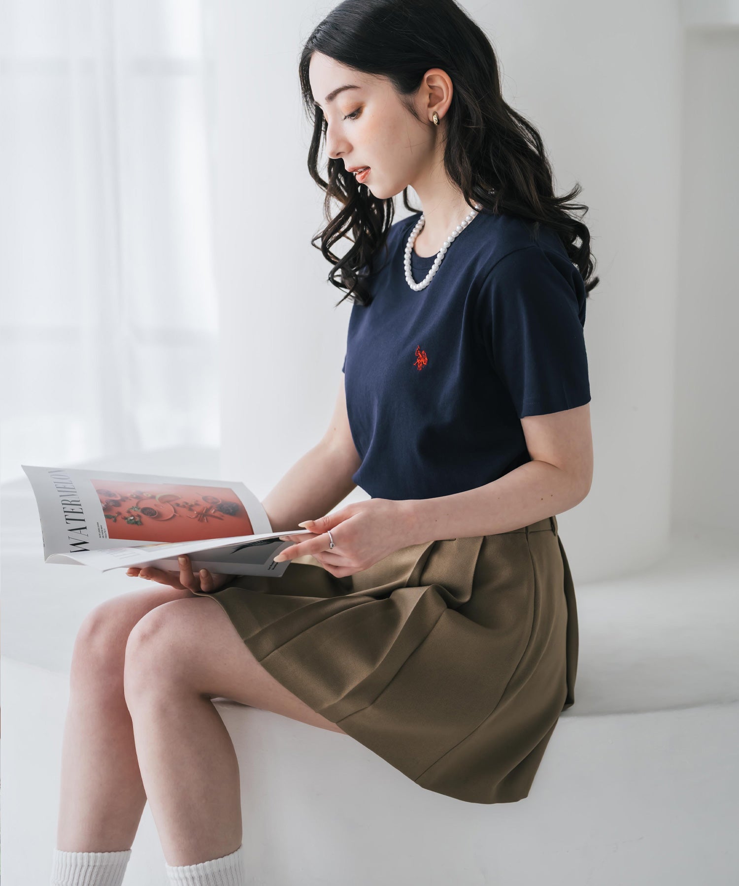 U.S. POLO ASSN. W's 別注コラボワンポイントロゴ刺繍半袖Tシャツ 15442