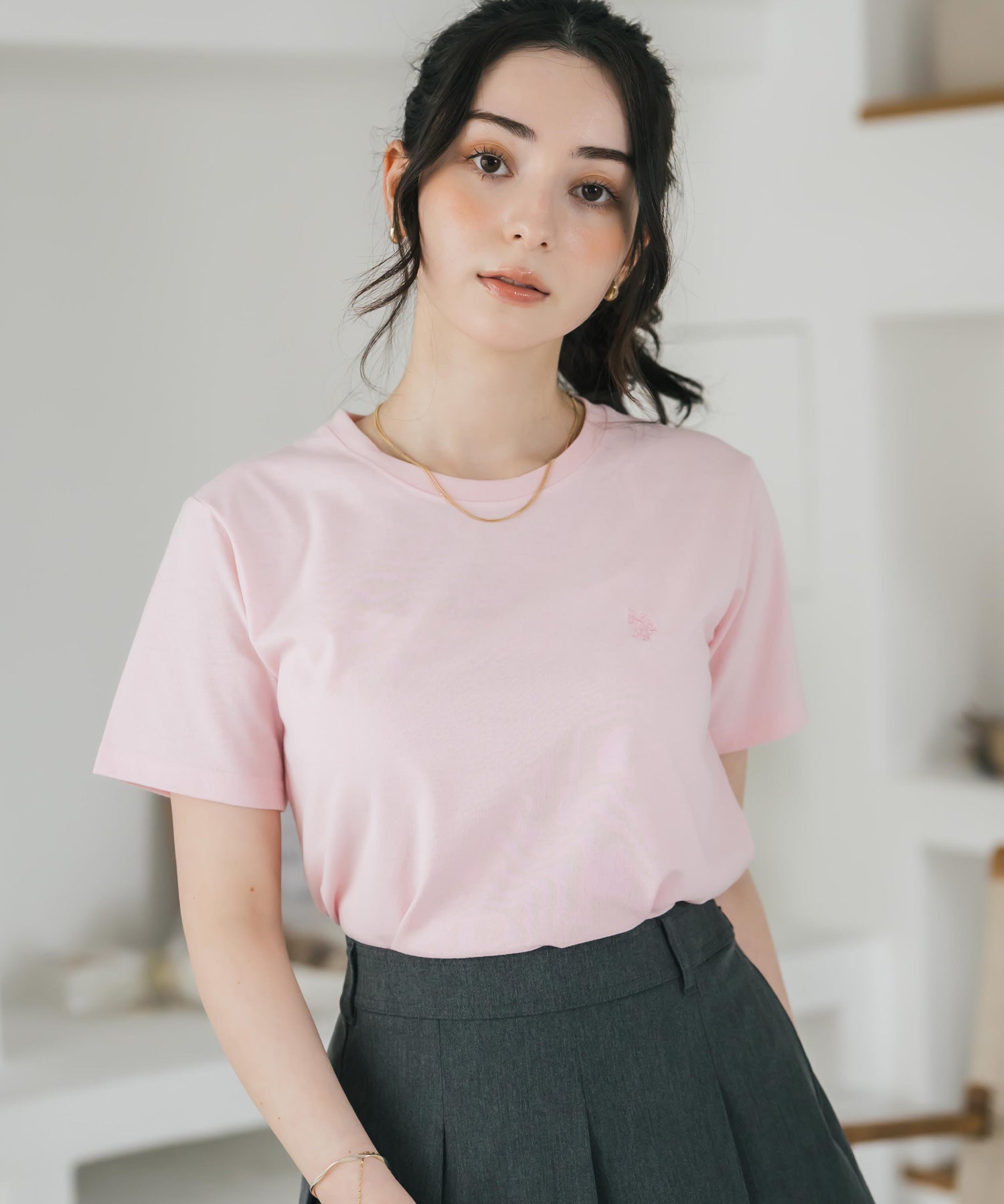 U.S. POLO ASSN. W's 別注コラボワンポイントロゴ刺繍半袖Tシャツ 15442