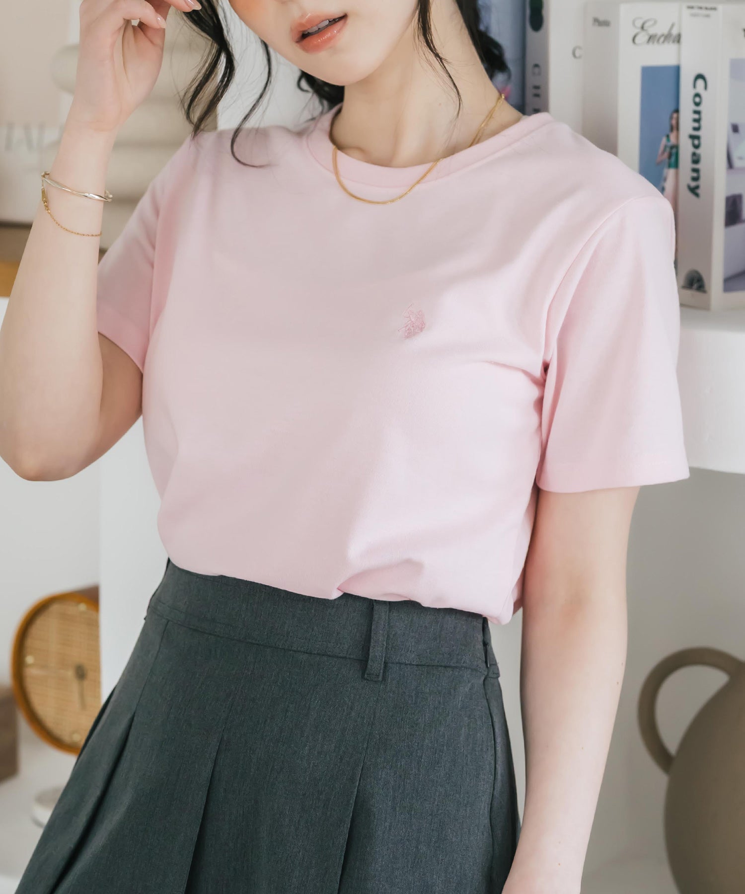 U.S. POLO ASSN. W's 別注コラボワンポイントロゴ刺繍半袖Tシャツ 15442