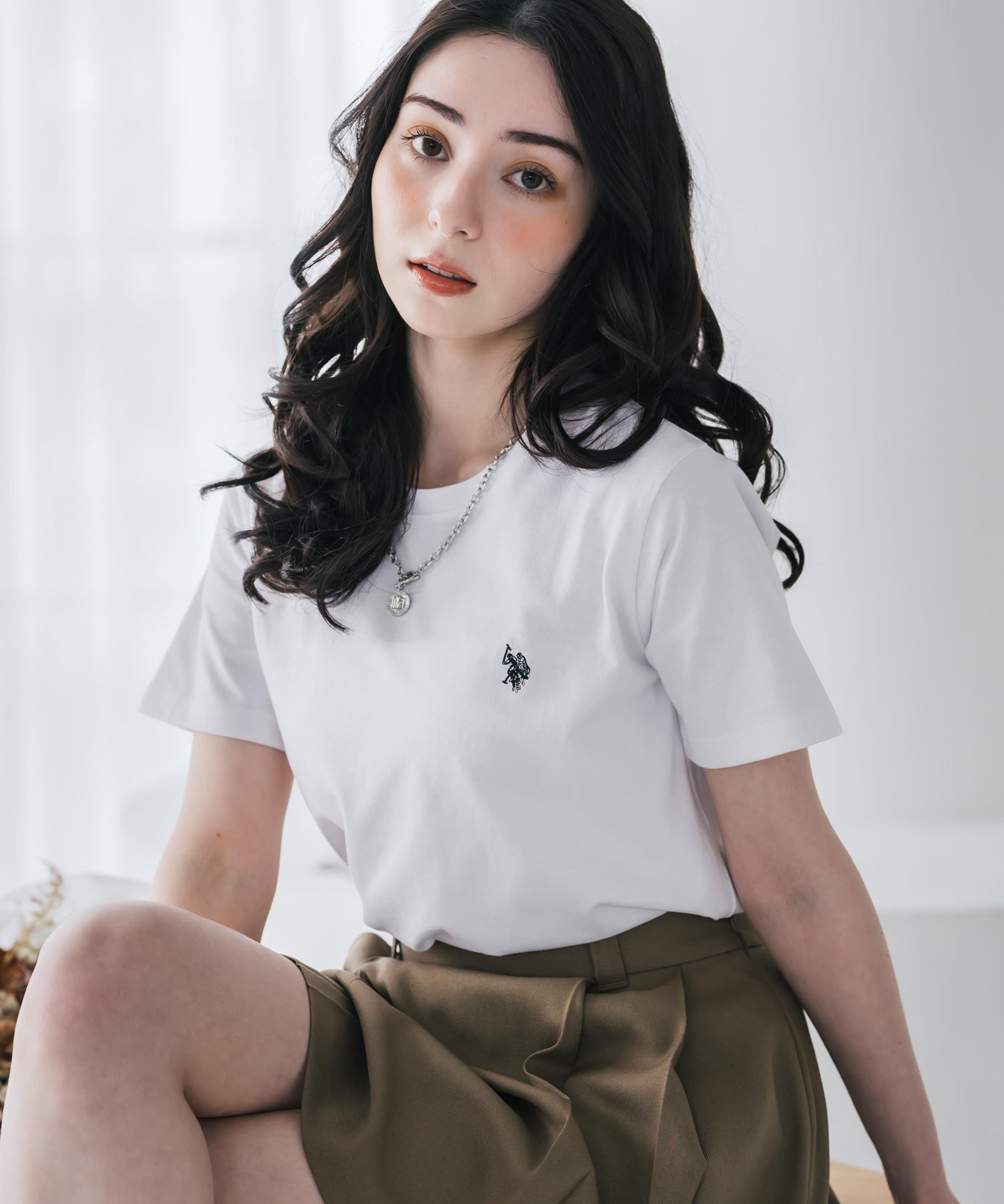 U.S. POLO ASSN. W's 別注コラボワンポイントロゴ刺繍半袖Tシャツ 15442