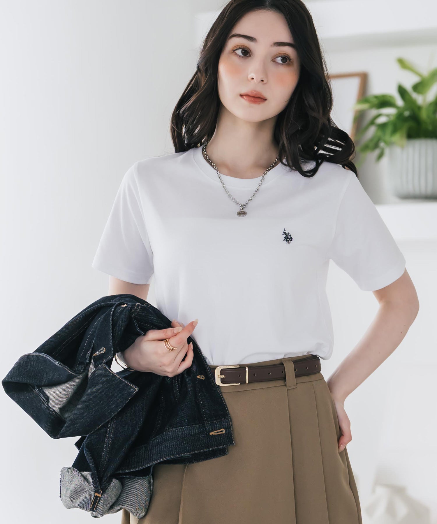 U.S. POLO ASSN. W's 別注コラボワンポイントロゴ刺繍半袖Tシャツ 15442