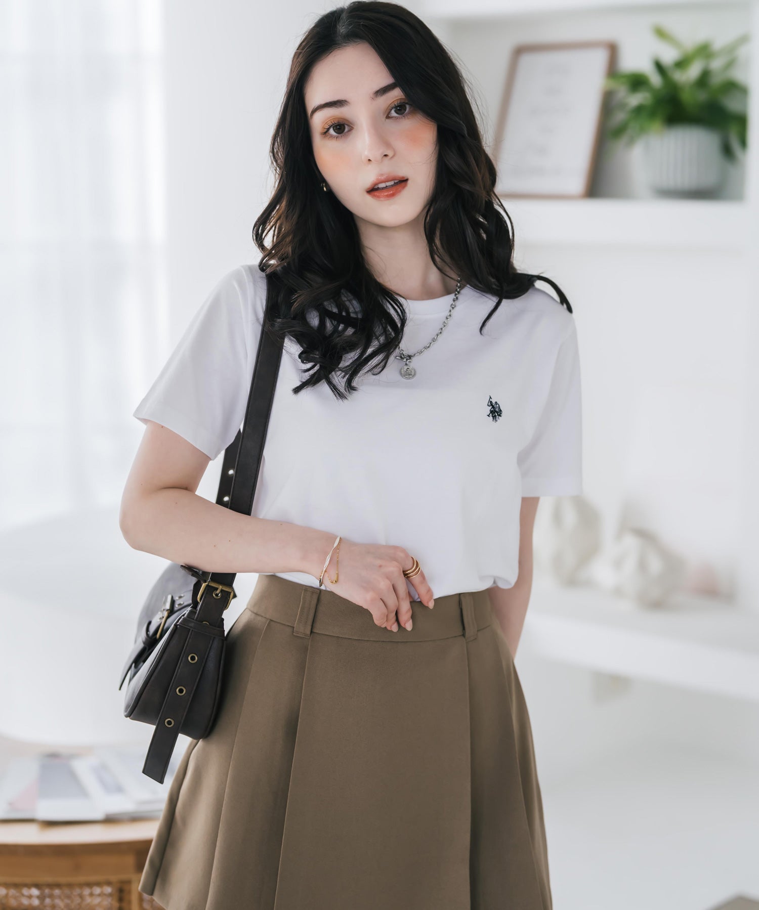 U.S. POLO ASSN. W's 別注コラボワンポイントロゴ刺繍半袖Tシャツ 15442