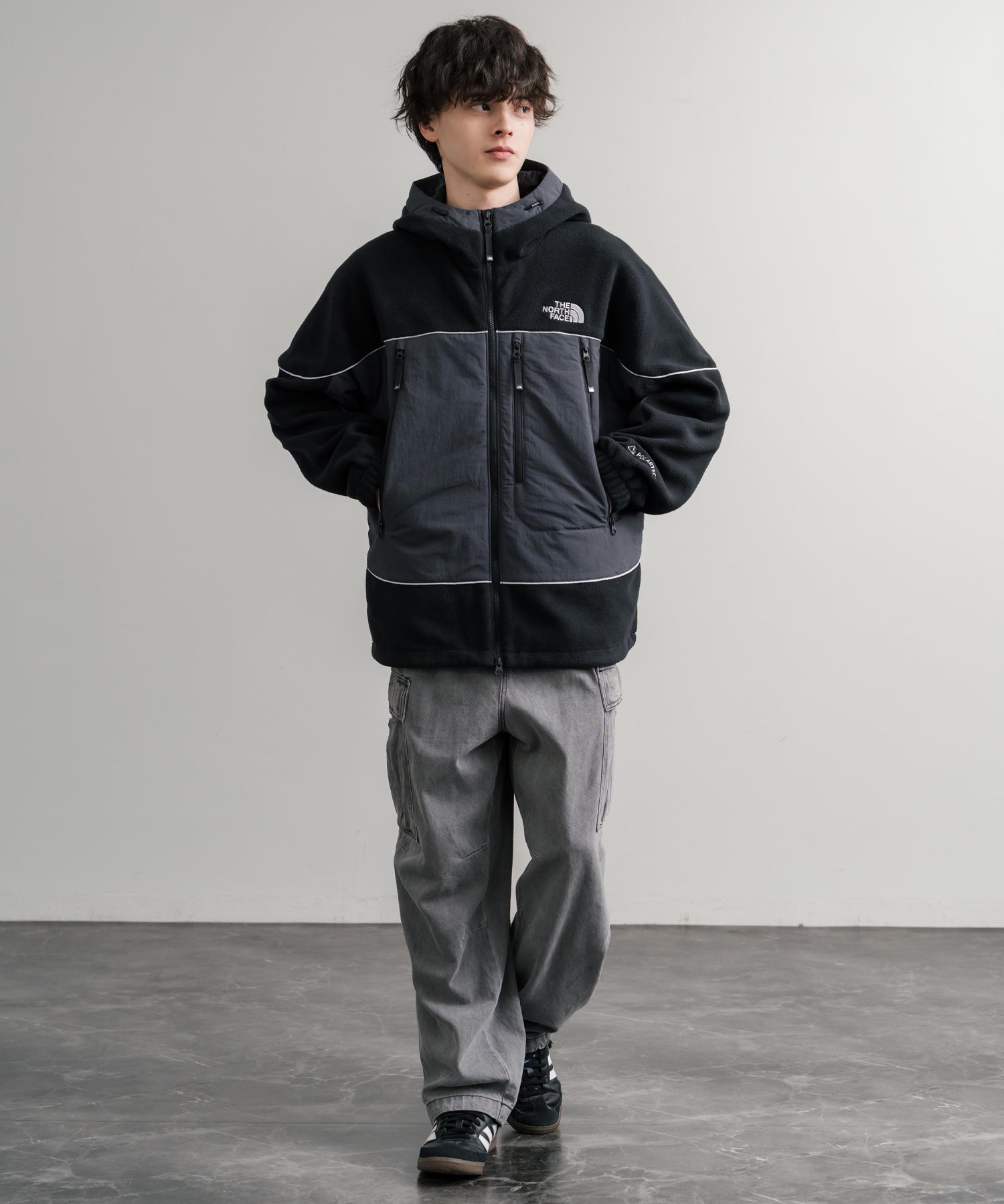 韓国店舗限定商品 THE NORTH FACE ザ・ノースフェイス M’S CRETA JACKET オーバーサイズロゴ刺繍ポーラテックラグランフリースジャケット 15457