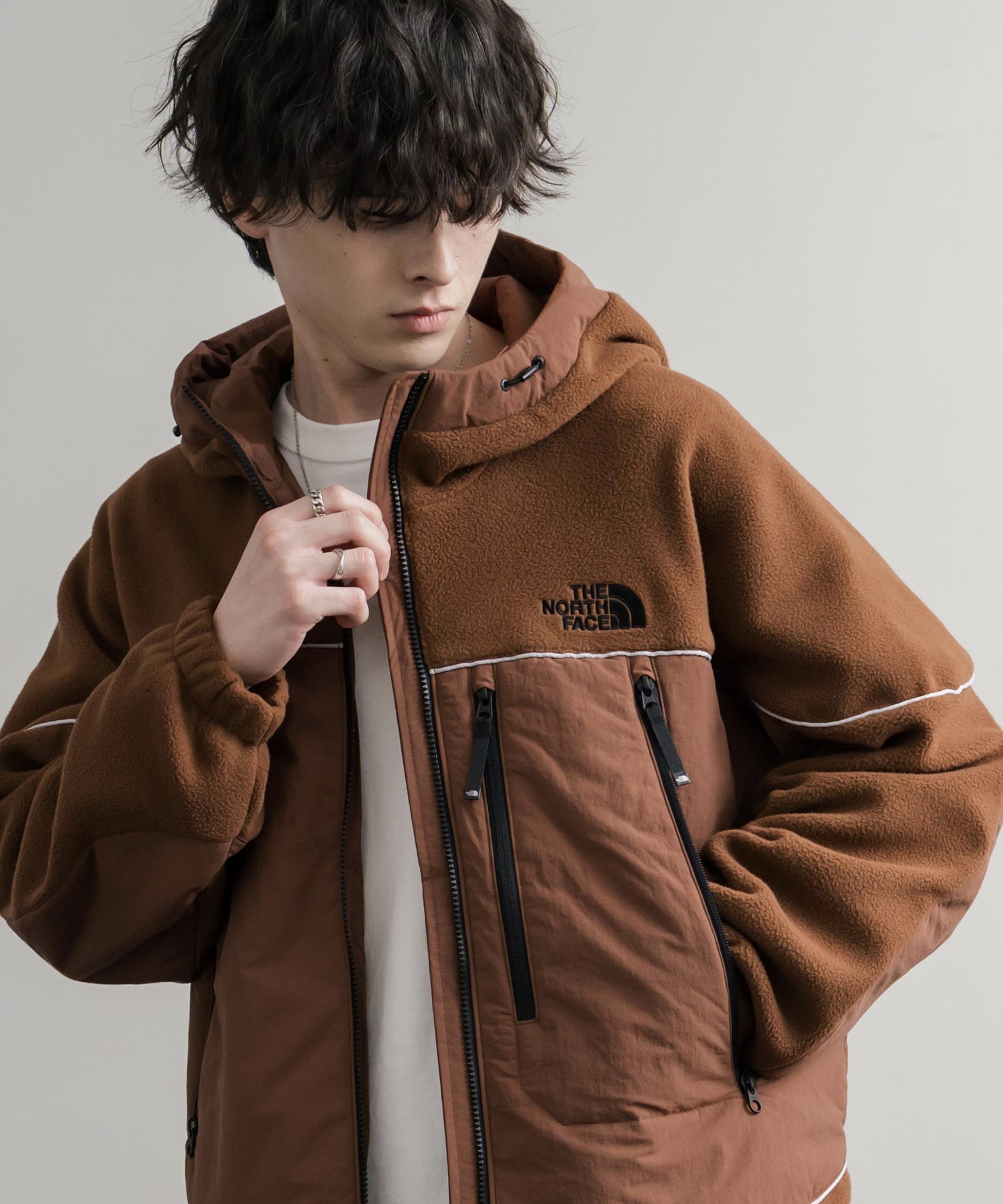 韓国店舗限定商品 THE NORTH FACE ザ・ノースフェイス M’S CRETA JACKET オーバーサイズロゴ刺繍ポーラテックラグランフリースジャケット 15457