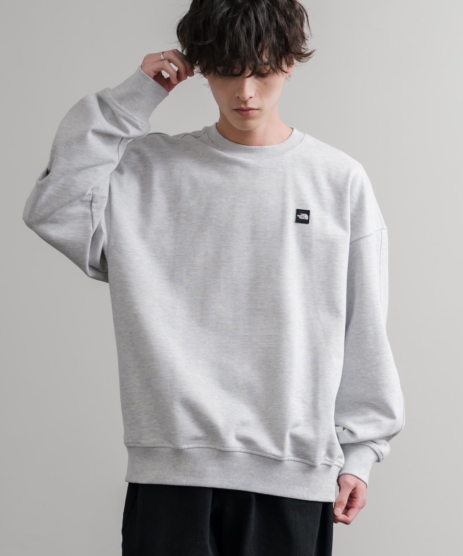 新色追加 日本未展開モデル WHITE LABEL THE NORTH FACE ESSENTIAL SWEATSHIRTS ルーズフィットワンポイントロゴスウェットトレーナー 15459