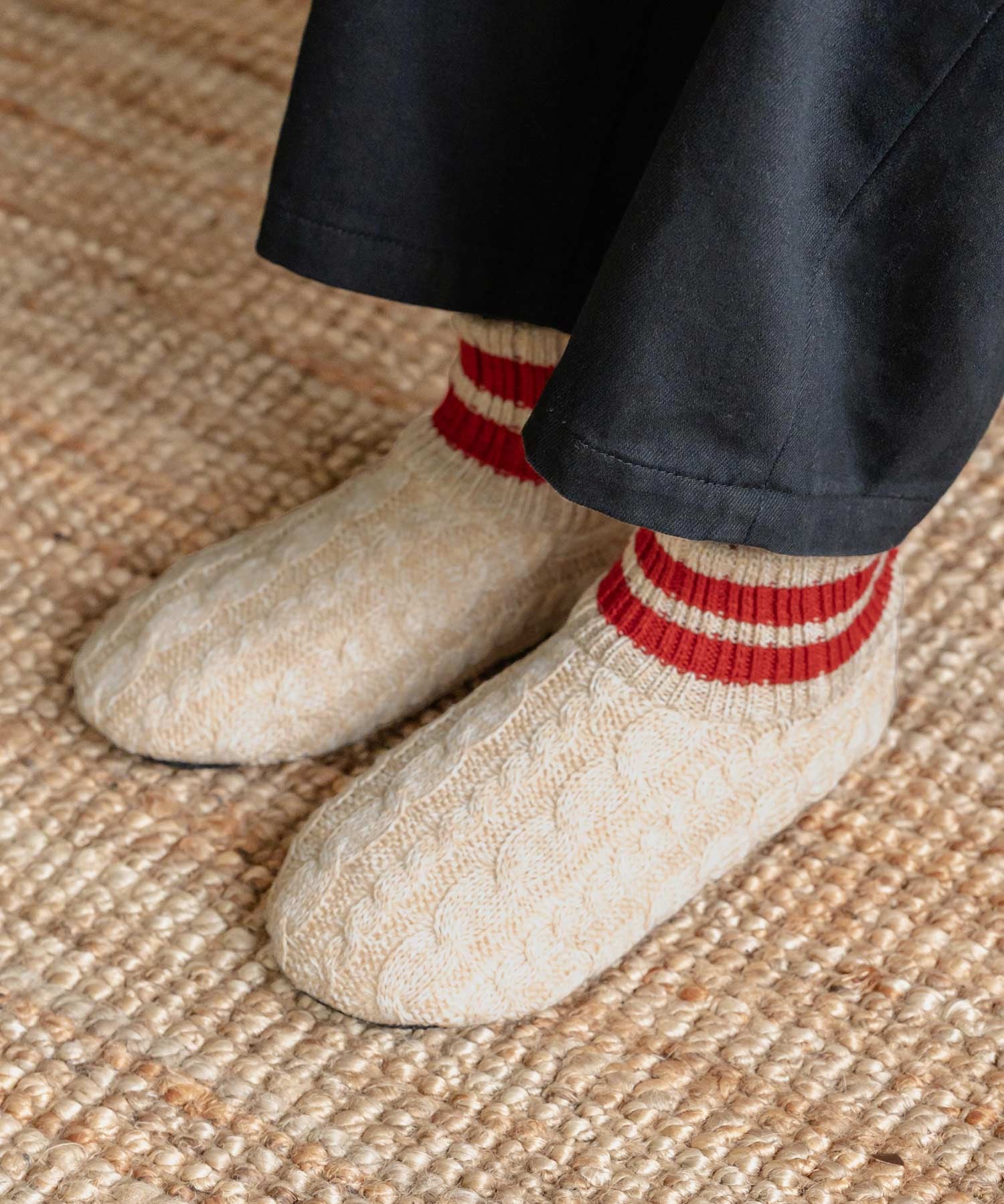 FRUIT OF THE LOOM フルーツオブザルーム 内ボアリンクススリッパ/リンクス編みワンポイントロゴ室内用スリッパ 15461