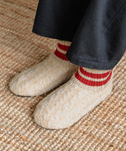 FRUIT OF THE LOOM フルーツオブザルーム 内ボアリンクススリッパ/リンクス編みワンポイントロゴ室内用スリッパ 15461