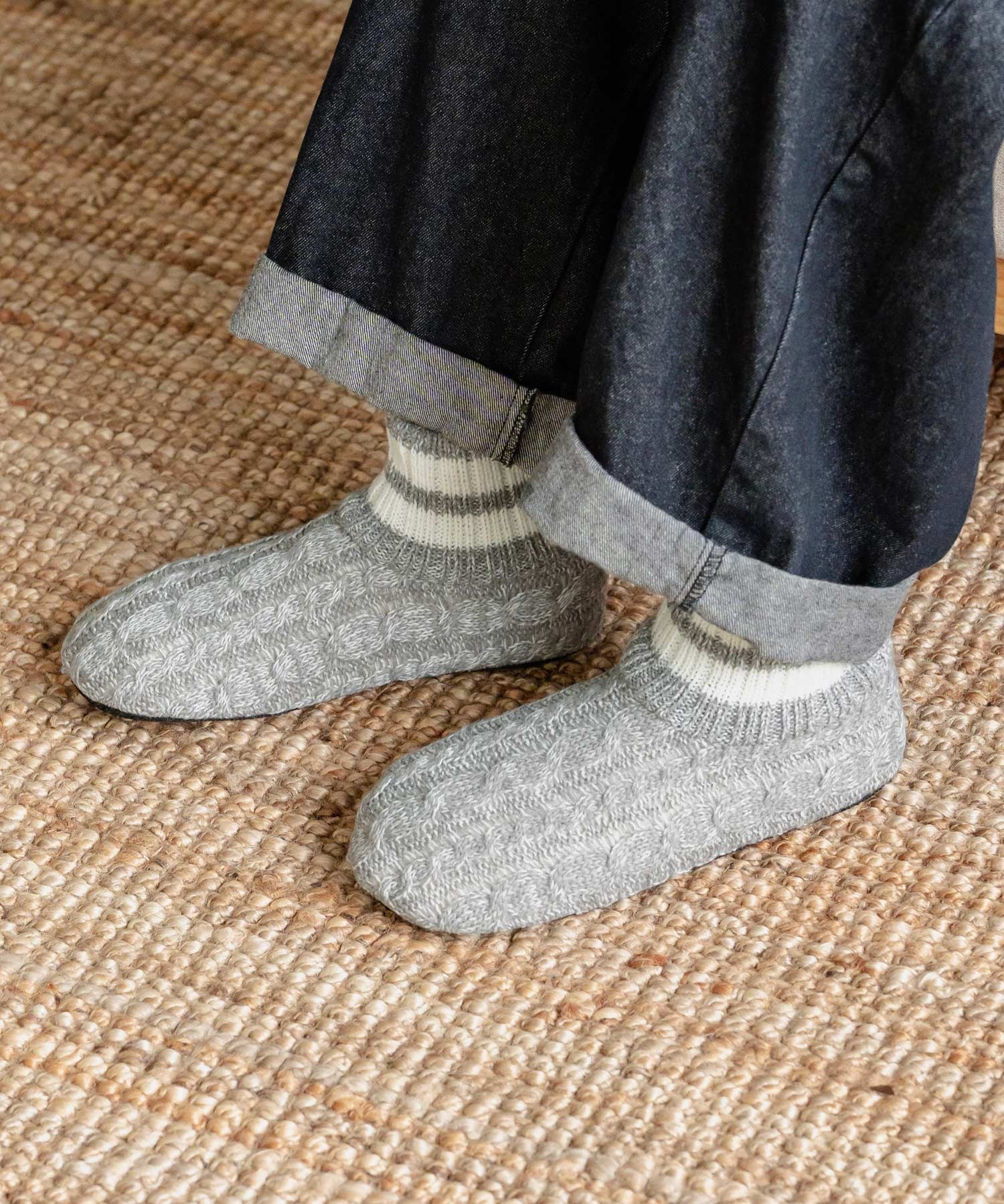 FRUIT OF THE LOOM フルーツオブザルーム 内ボアリンクススリッパ/リンクス編みワンポイントロゴ室内用スリッパ 15461