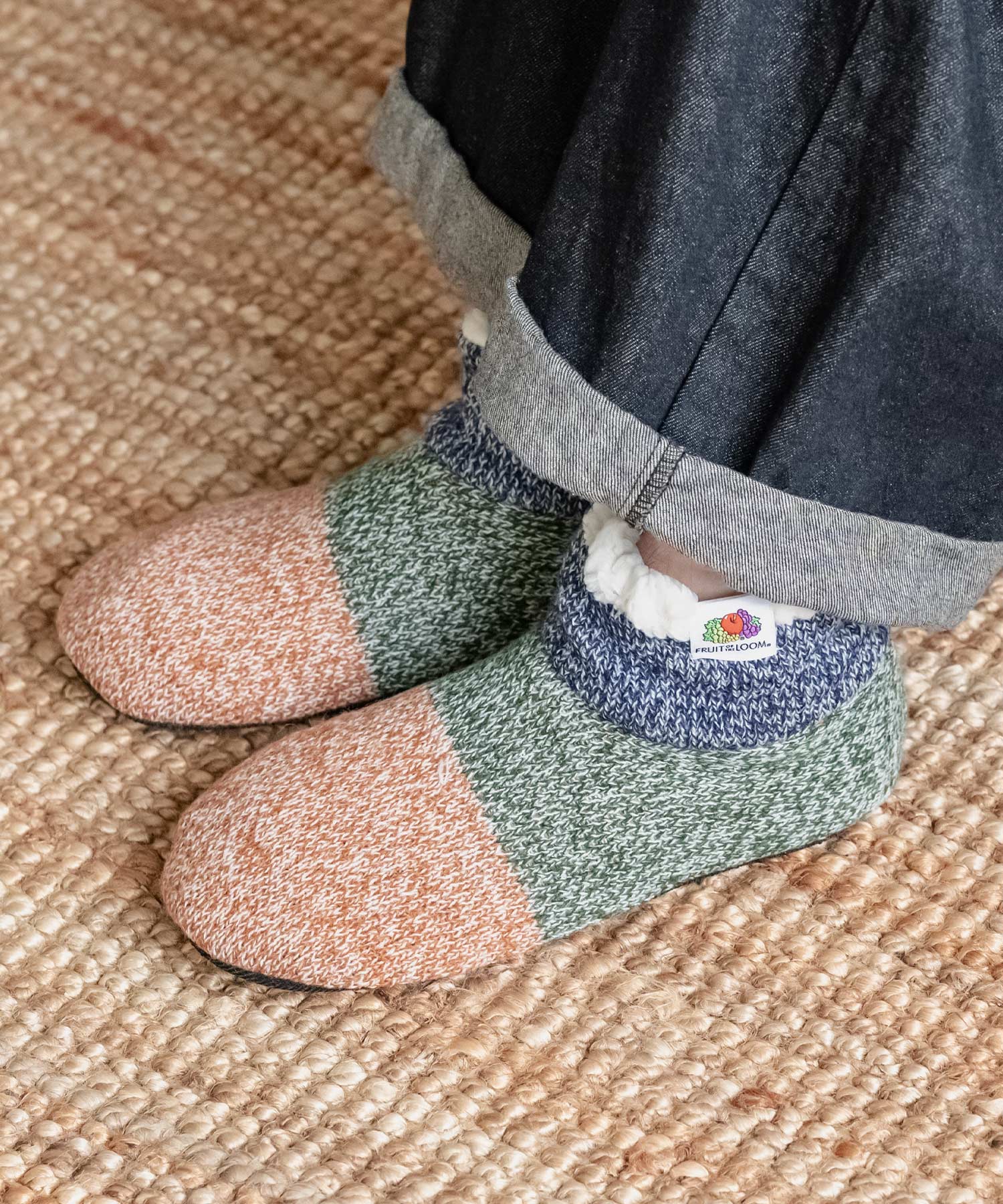 クォーター丈裏ボアニット室内用スリッパ 15462