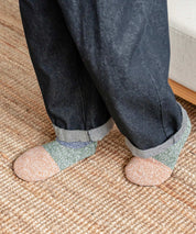 FRUIT OF THE LOOM フルーツオブザルーム カラーブロックスリッパ/クォーター丈裏ボアニット室内用スリッパ 15462