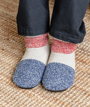 FRUIT OF THE LOOM フルーツオブザルーム カラーブロックスリッパ/クォーター丈裏ボアニット室内用スリッパ 15462