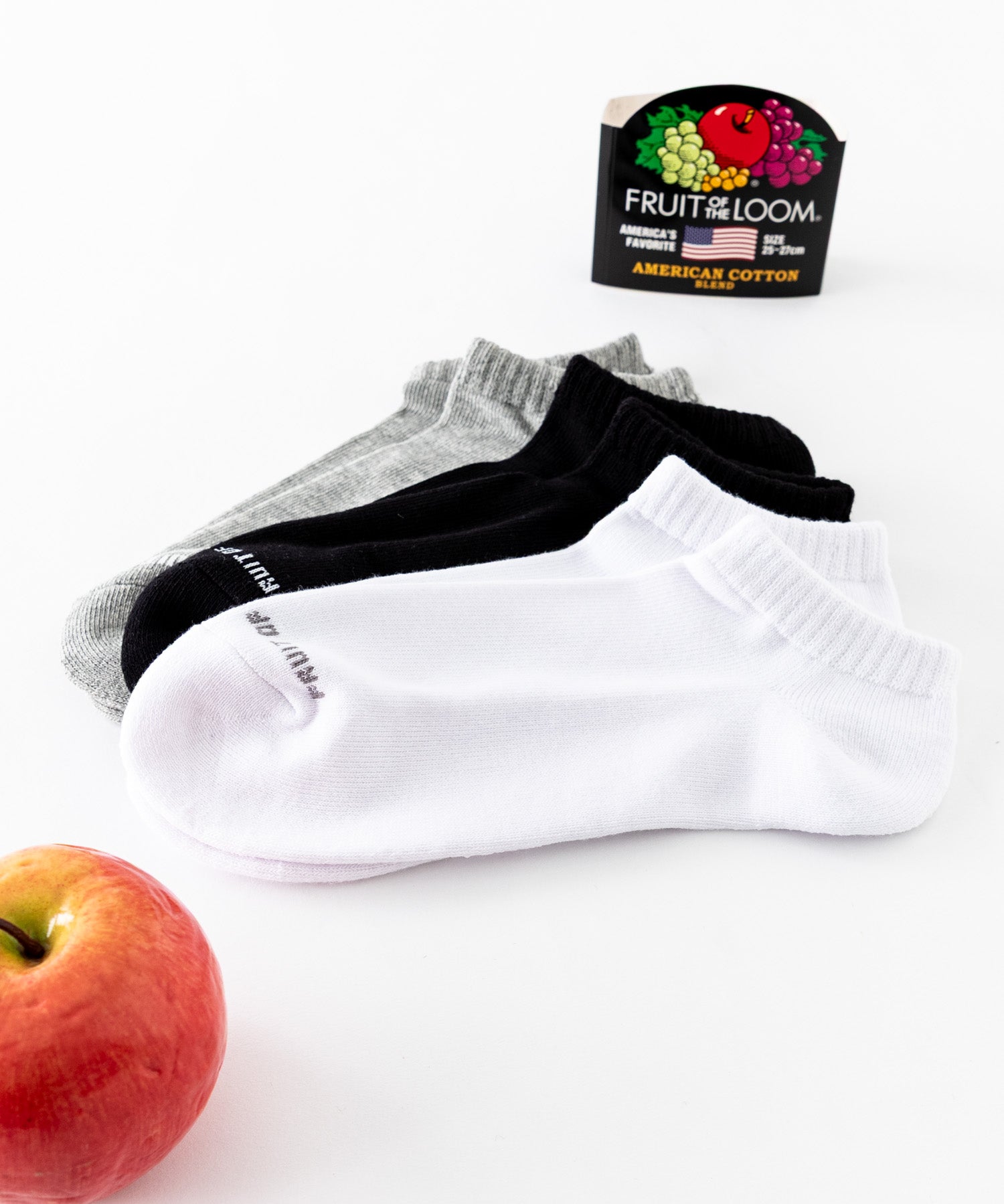 FRUIT OF THE LOOM フルーツオブザルーム ベーシックアンクルソックス/3足セットワンポイントロゴ靴下 15463