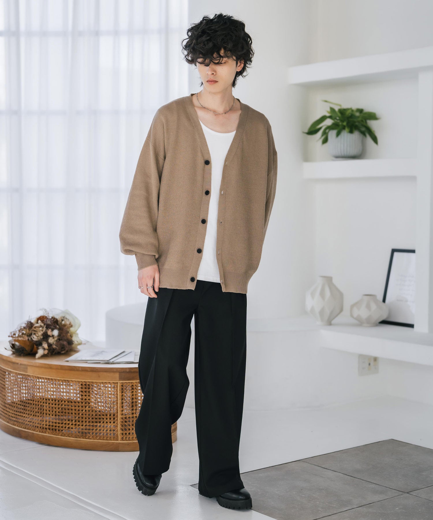 新色追加 接触冷感 UVカット 無地/アーガイル柄/チェック柄 オーバーサイズハイゲージVネックサマーニット長袖カーディガン 15471