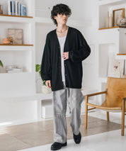 新色追加 接触冷感 UVカット 無地/アーガイル柄/チェック柄 オーバーサイズハイゲージVネックサマーニット長袖カーディガン 15471