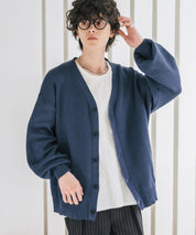 新色追加 接触冷感 UVカット 無地/アーガイル柄/チェック柄 オーバーサイズハイゲージVネックサマーニット長袖カーディガン 15471