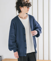 新色追加 接触冷感 UVカット 無地/アーガイル柄/チェック柄 オーバーサイズハイゲージVネックサマーニット長袖カーディガン 15471