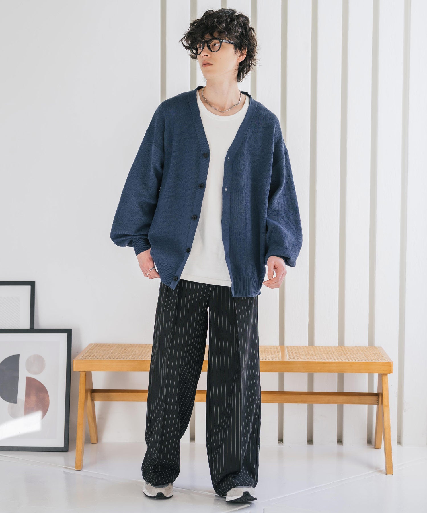 新色追加 接触冷感 UVカット 無地/アーガイル柄/チェック柄 オーバーサイズハイゲージVネックサマーニット長袖カーディガン 15471