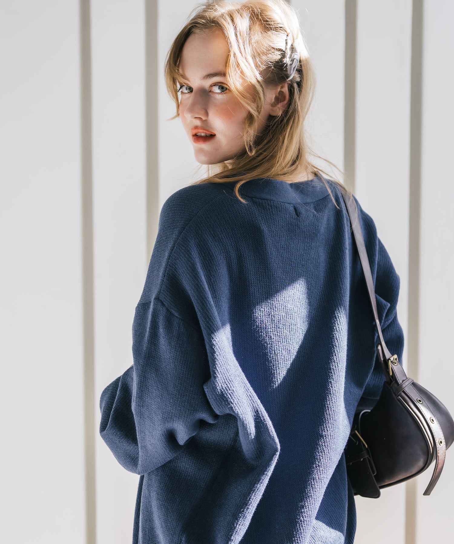 新色追加 接触冷感 UVカット 無地/アーガイル柄/チェック柄 オーバーサイズハイゲージVネックサマーニット長袖カーディガン 15471