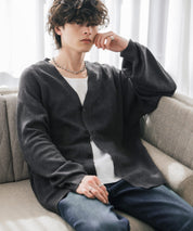 新色追加 接触冷感 UVカット 無地/アーガイル柄/チェック柄 オーバーサイズハイゲージVネックサマーニット長袖カーディガン 15471