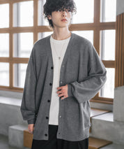 新色追加 接触冷感 UVカット 無地/アーガイル柄/チェック柄 オーバーサイズハイゲージVネックサマーニット長袖カーディガン 15471