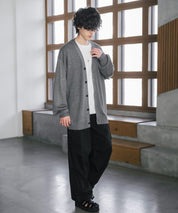 新色追加 接触冷感 UVカット 無地/アーガイル柄/チェック柄 オーバーサイズハイゲージVネックサマーニット長袖カーディガン 15471