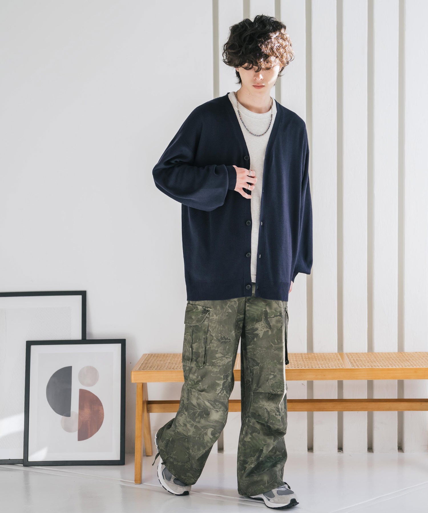 新色追加 接触冷感 UVカット 無地/アーガイル柄/チェック柄 オーバーサイズハイゲージVネックサマーニット長袖カーディガン 15471