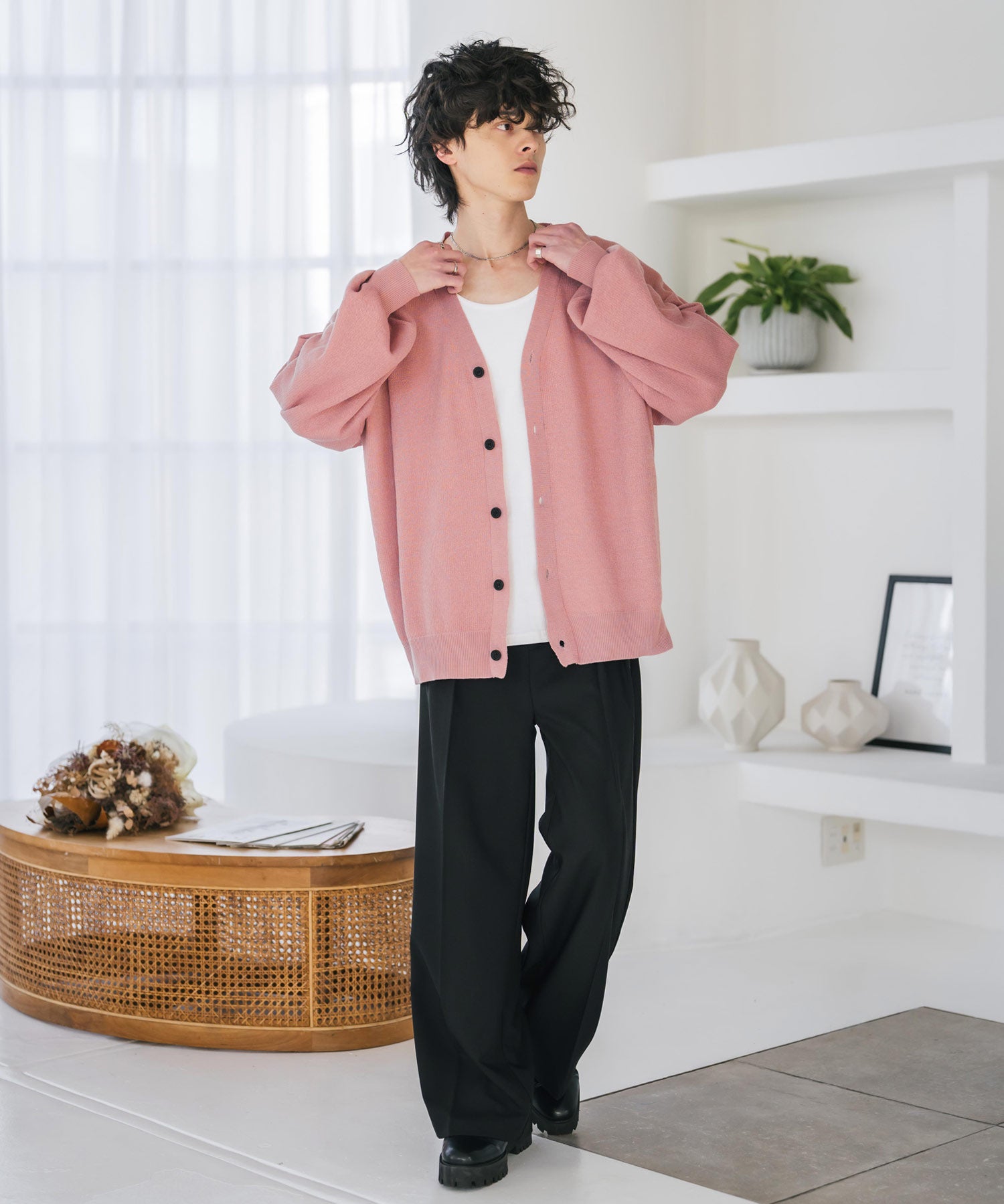 新色追加 接触冷感 UVカット 無地/アーガイル柄/チェック柄 オーバーサイズハイゲージVネックサマーニット長袖カーディガン 15471