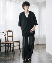 接触冷感 オーバーサイズVネックハイゲージ半袖サマーニットカーディガン 15472