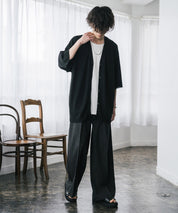 接触冷感 オーバーサイズVネックハイゲージ半袖サマーニットカーディガン 15472