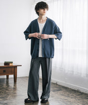 接触冷感 オーバーサイズVネックハイゲージ半袖サマーニットカーディガン 15472