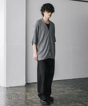 接触冷感 オーバーサイズVネックハイゲージ半袖サマーニットカーディガン 15472