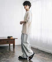 接触冷感 オーバーサイズVネックハイゲージ半袖サマーニットカーディガン 15472