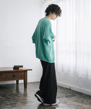 接触冷感 オーバーサイズVネックハイゲージ半袖サマーニットカーディガン 15472