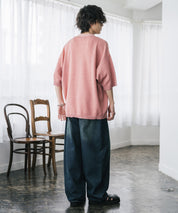 接触冷感 オーバーサイズVネックハイゲージ半袖サマーニットカーディガン 15472