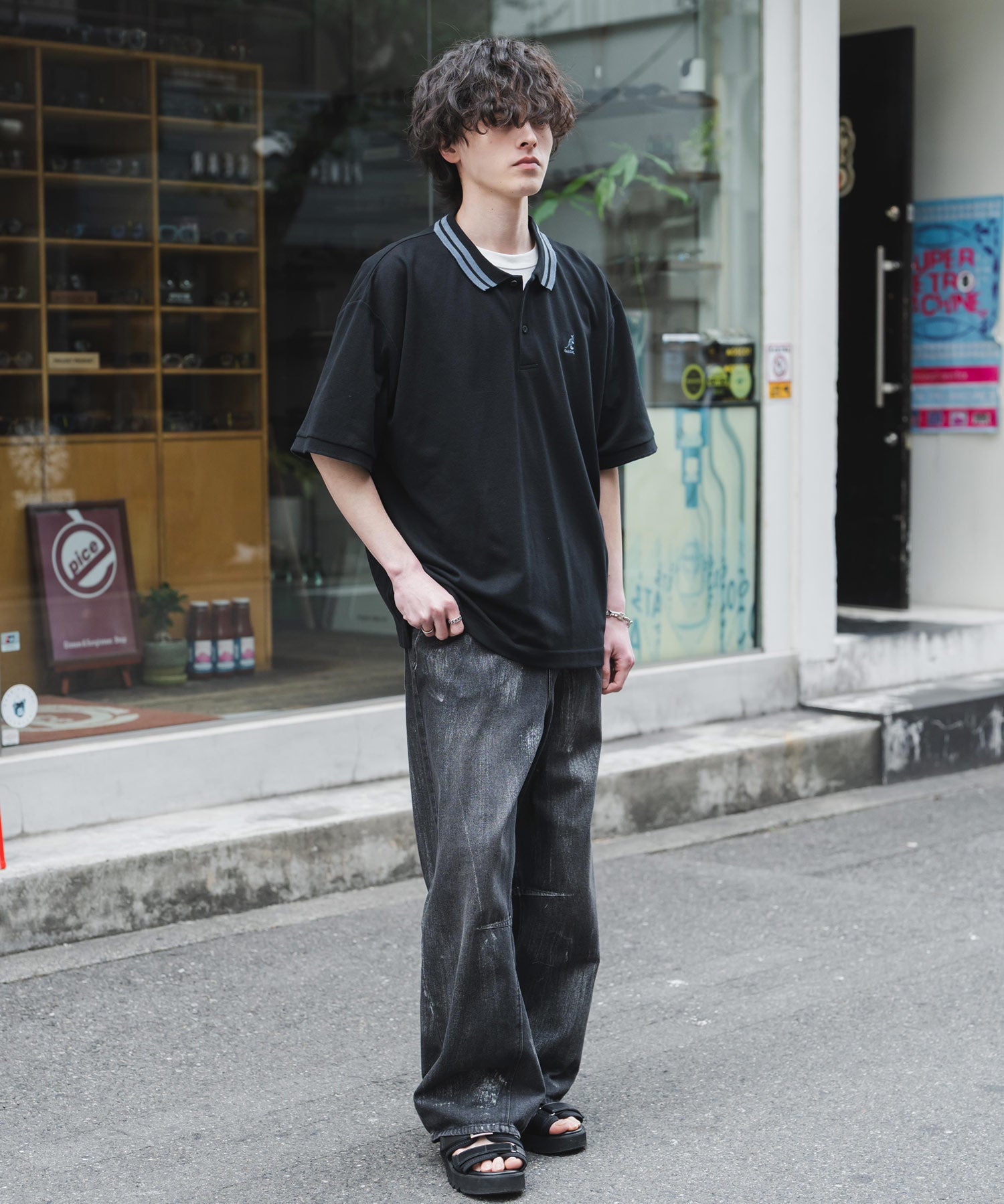 新色追加 KANGOL カンゴール 別注コラボ 接触冷感鹿の子ワンポイント刺繍半袖ポロシャツ 15473