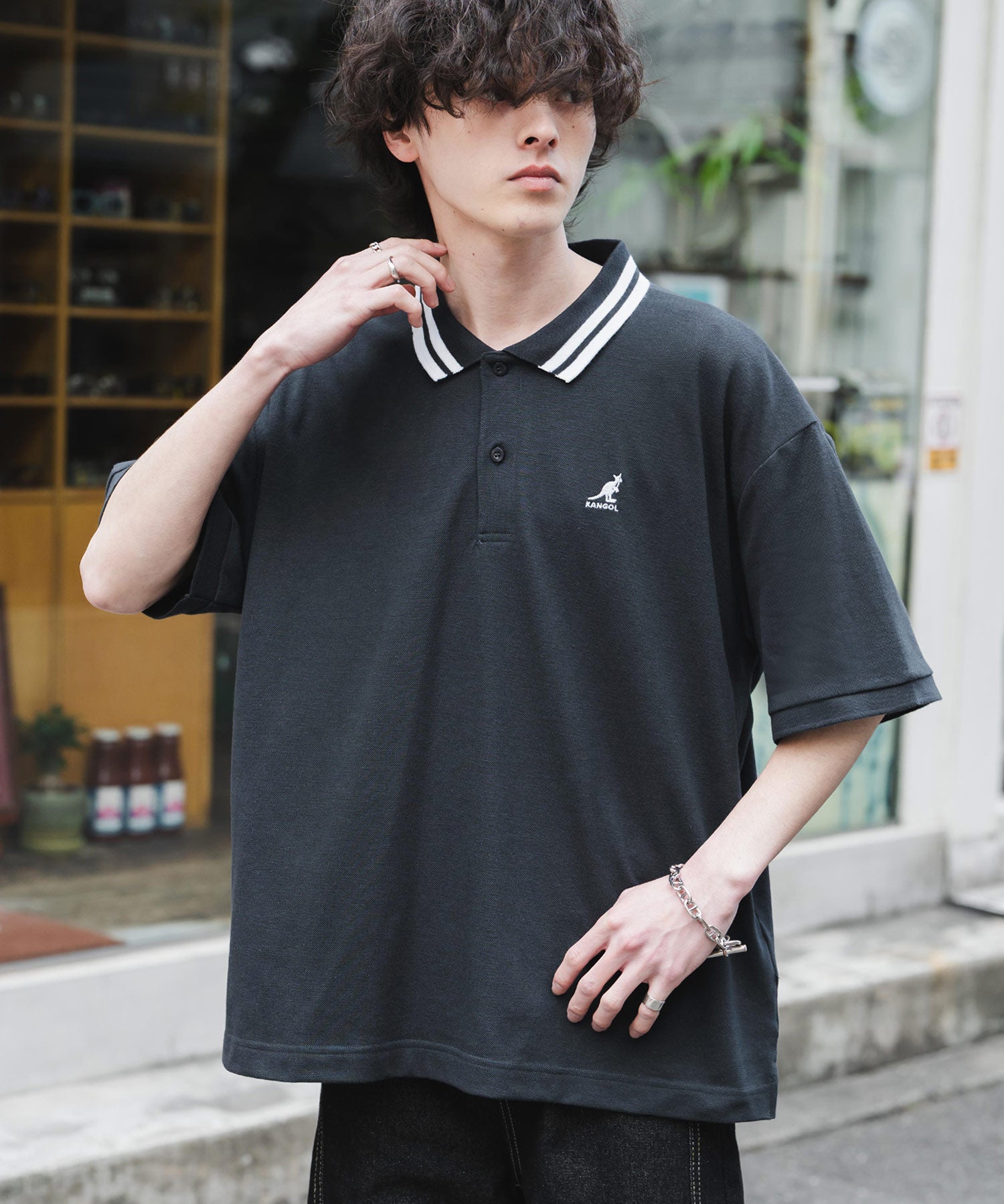 新色追加 KANGOL カンゴール 別注コラボ 接触冷感鹿の子ワンポイント刺繍半袖ポロシャツ 15473