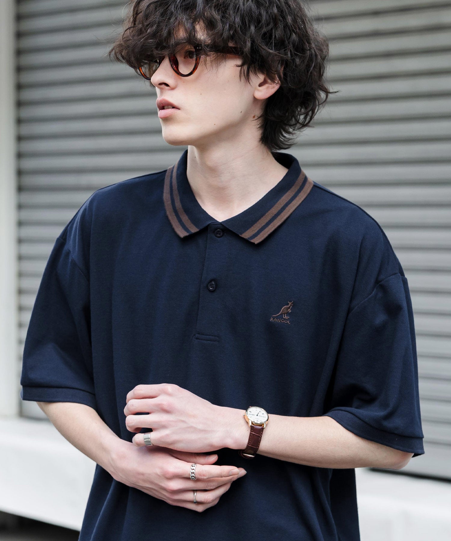 新色追加 KANGOL カンゴール 別注コラボ 接触冷感鹿の子ワンポイント刺繍半袖ポロシャツ 15473