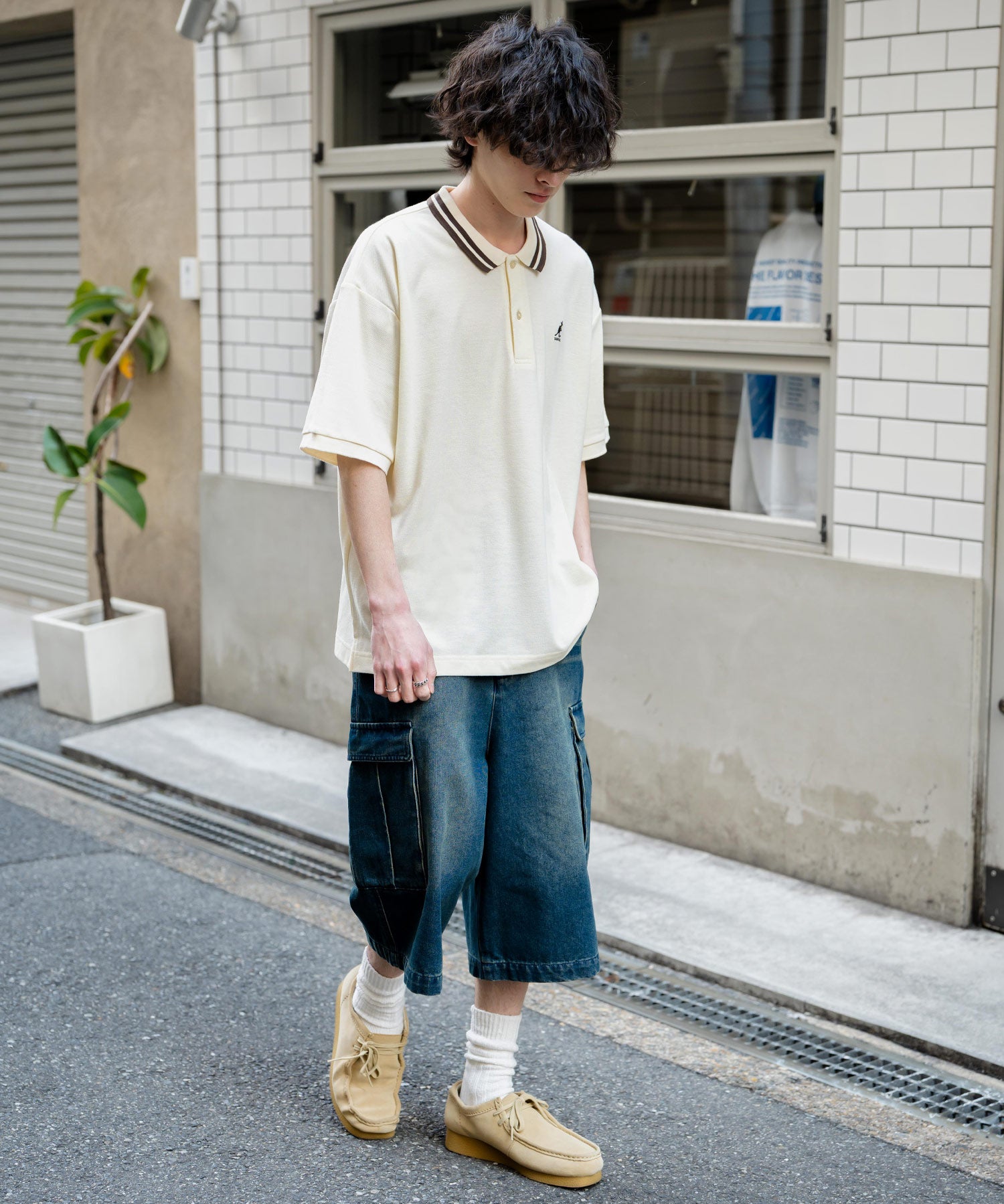 新色追加 KANGOL カンゴール 別注コラボ 接触冷感鹿の子ワンポイント刺繍半袖ポロシャツ 15473