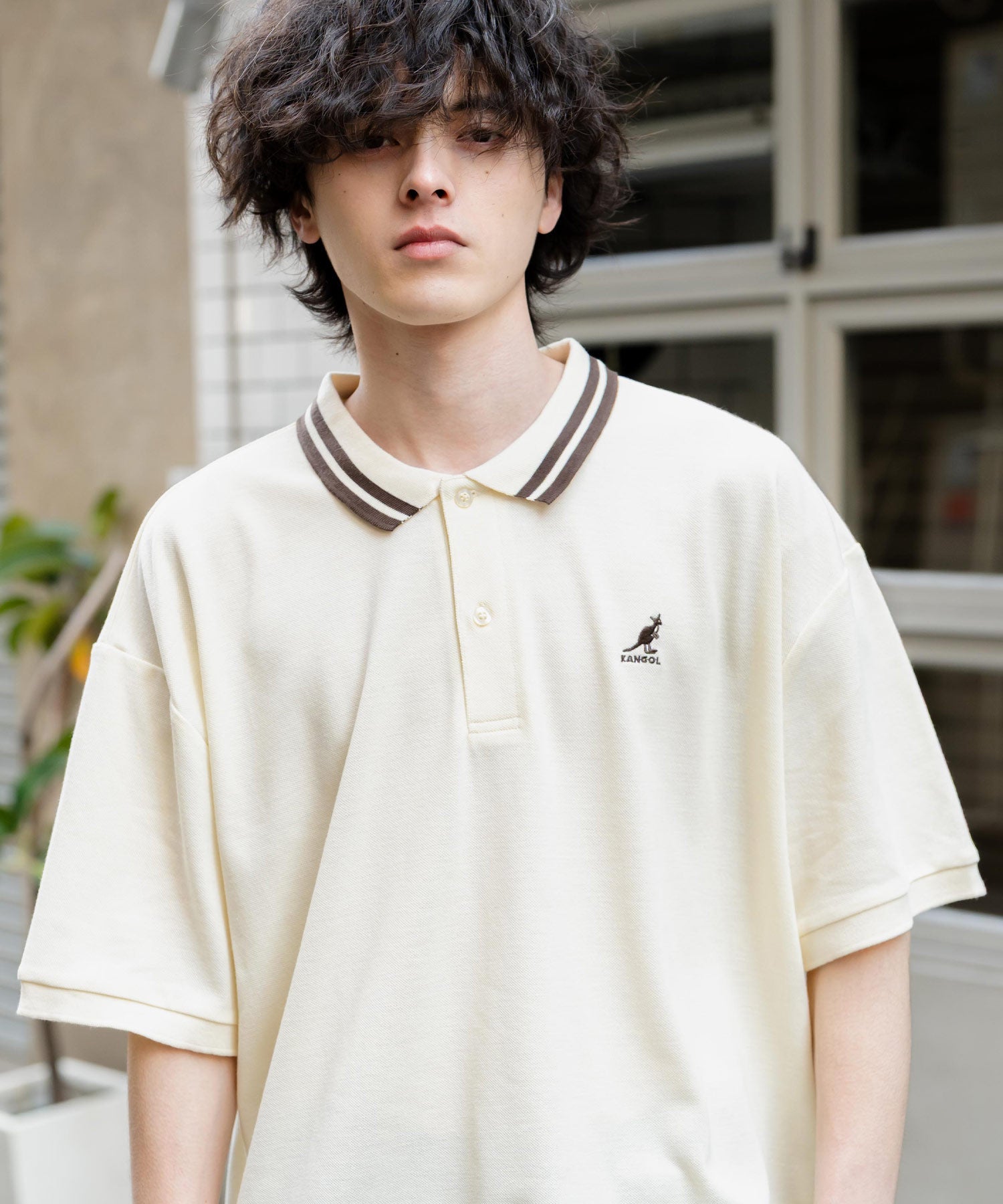 新色追加 KANGOL カンゴール 別注コラボ 接触冷感鹿の子ワンポイント刺繍半袖ポロシャツ 15473