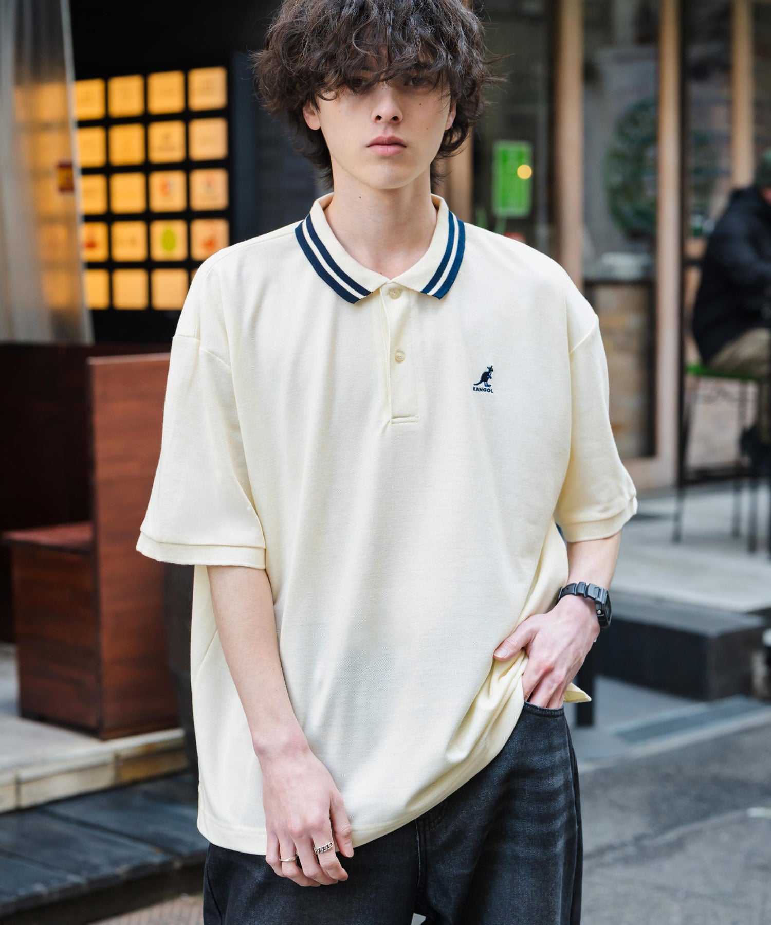 新色追加 KANGOL カンゴール 別注コラボ 接触冷感鹿の子ワンポイント刺繍半袖ポロシャツ 15473