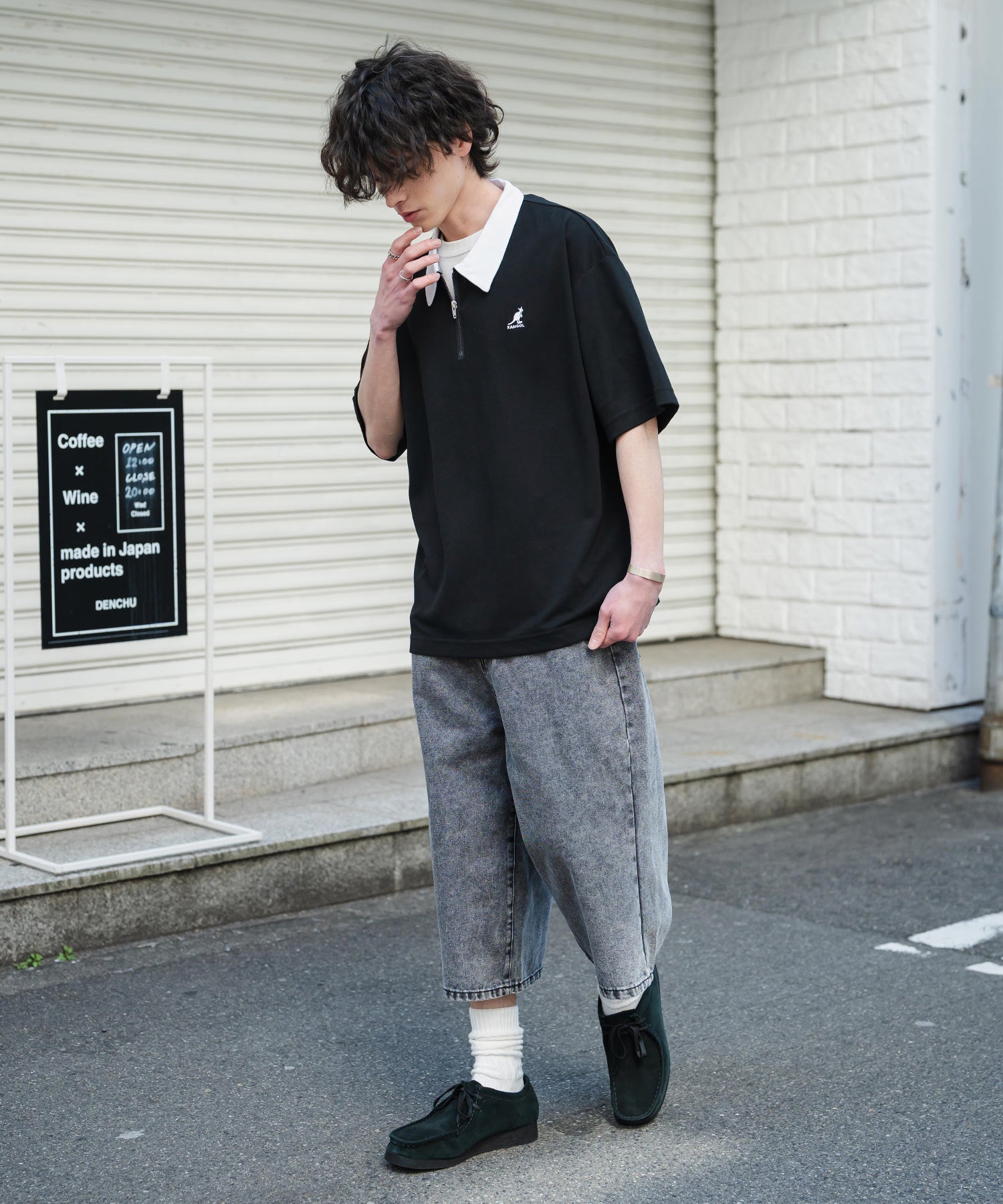 新色追加 KANGOL カンゴール 別注コラボ 接触冷感鹿の子ハーフジップ