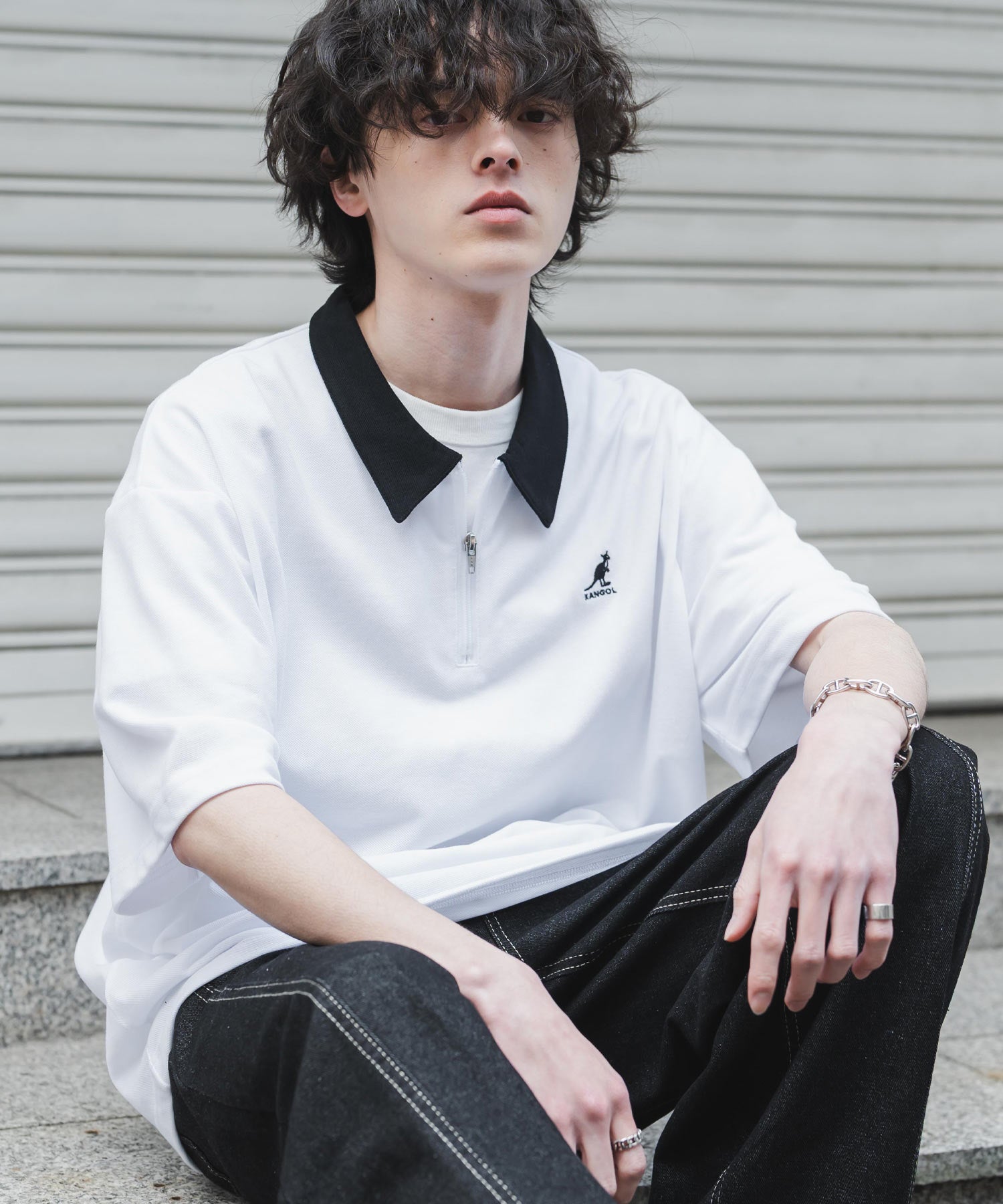 新色追加 KANGOL カンゴール 別注コラボ 接触冷感鹿の子ハーフジップ