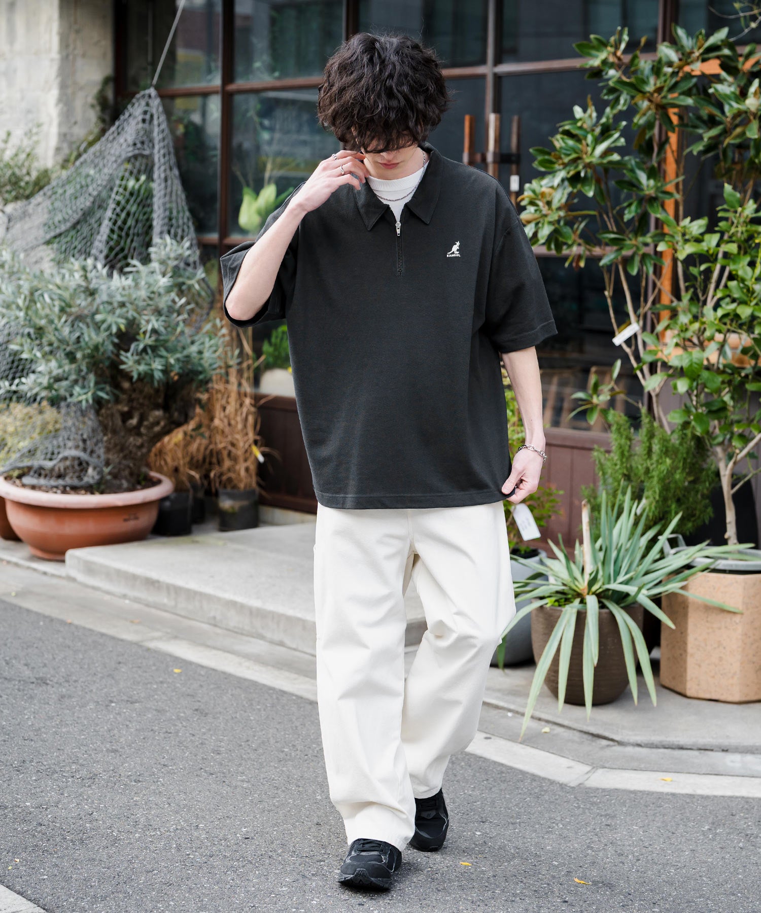 新色追加 KANGOL カンゴール 別注コラボ 接触冷感鹿の子ハーフジップ