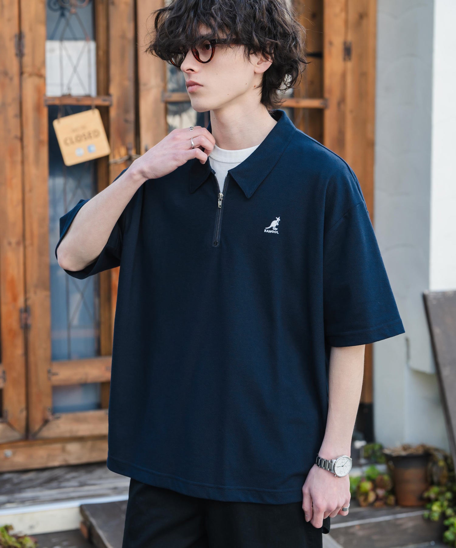 新色追加 KANGOL カンゴール 別注コラボ 接触冷感鹿の子ハーフジップ