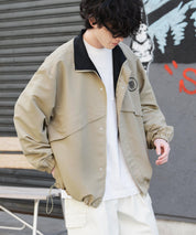 新色追加 2WAYリバーシブル 両A面オーバーサイズワンポイントロゴ刺繍スタンドネックライトブルゾン 15477